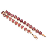 10K Yellow Gold 16.5 TCW Garnet Heart Tennis Bracelet