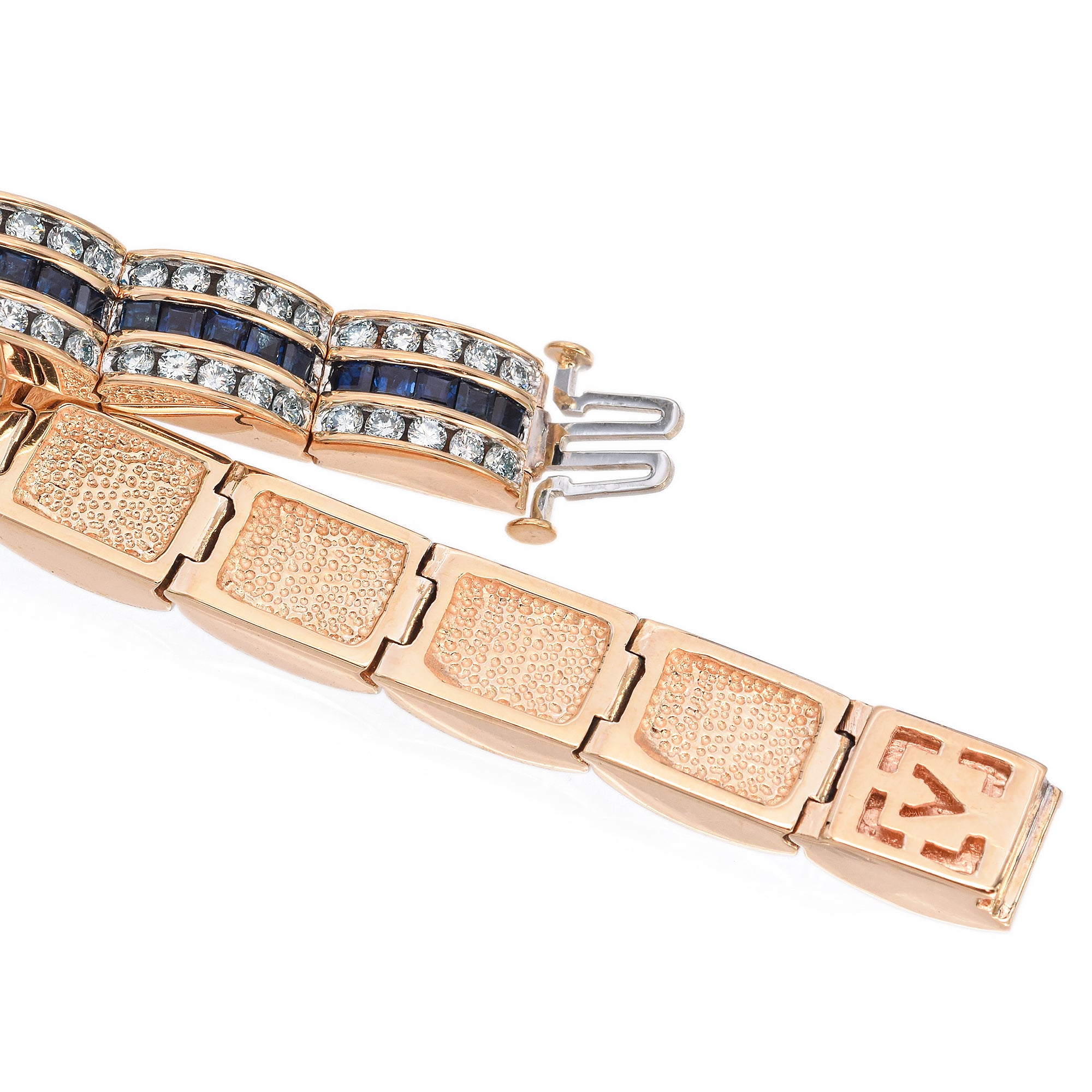 14K Yellow Gold 3.75 TCW Sapphire and 3.0 TCW Diamond Channel Set Bracelet