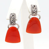 Vintage Barse Carnelian Sterling Silver Magnetic Bail Pendant Earrings Set