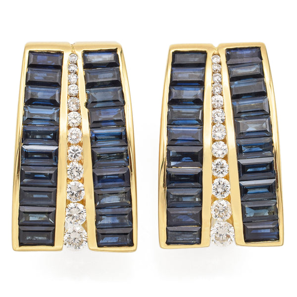 Charles Krypell 18K Yellow Gold 8 Ct. Sapphire and Diamond Clip on Earrings