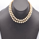 Vintage 14K White Gold Pearl and Diamond Beaded Double-Strand Necklace