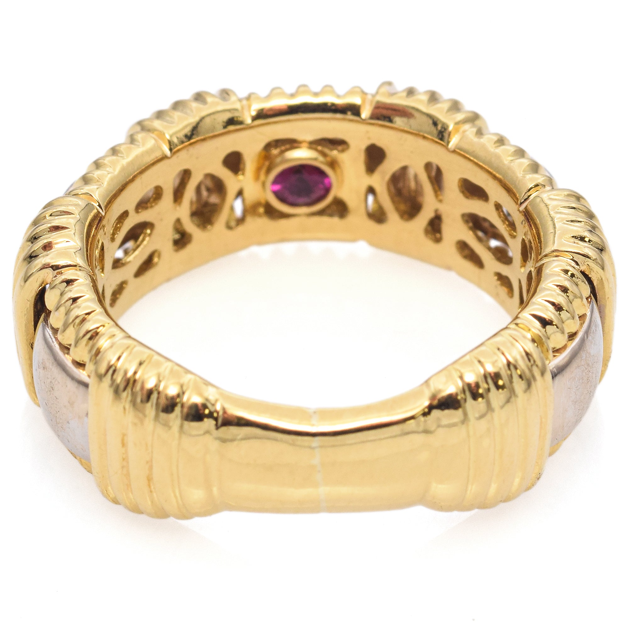 Roberto Coin Appassionata 18K Yellow Gold Diamond Ruby Woven Band Ring