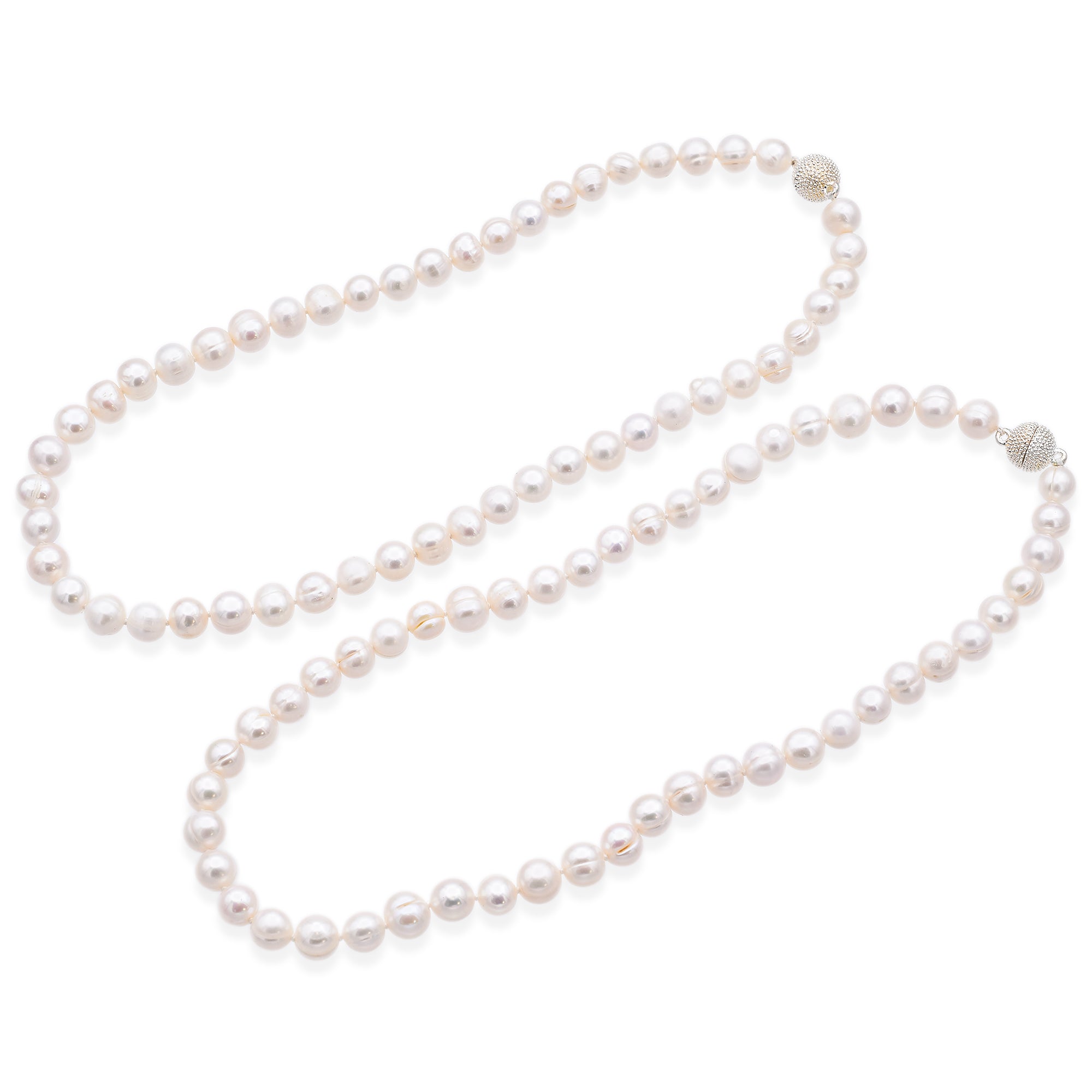 2x Vintage Freshwater Pearl Magnetic Clasp Convertible Beaded Strand Necklaces