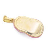 Felix Vollman 18K Yellow Gold Pink Enamel Baby Shoe Charm Pendant