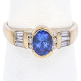 Estate 18K Yellow Gold Tanzanite & 0.39 TCW Diamond Ring Size 6.25