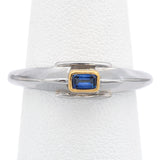 Estate Designer Signed 18K & 22K Multi-Tone Gold Sapphire Band Ring Size 6.5