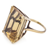 Vintage 14K Yellow Gold 23 Ct Smoky Quartz Cocktail Ring Size 6