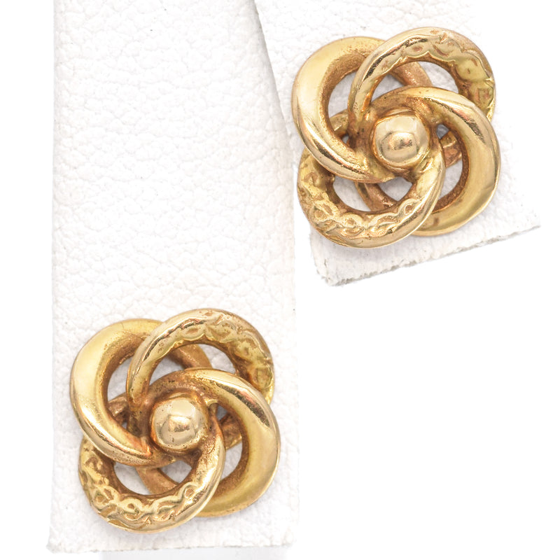 Antique 13K Yellow Gold Love Knot Stud Earrings