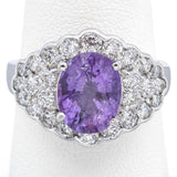 Estate 18K White Gold 2.19 Ct Purple Cuprian & 1.50 TCW Diamond Cocktail Ring