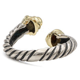 David Yurman Sterling Silver 14K Yellow Gold Cable Bypass Ring