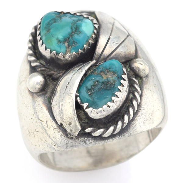 Vintage Sterling Silver Turquoise Cocktail Southwestern Ring