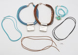 3 Milor Sterling Silver Turquoise Leather Multi-Cord Necklaces + 3 Extra Cords