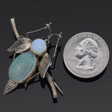 Vintage Sterling Silver Opal & Blue Paste Bug Brooch Pin