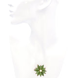 Vintage Yellow Gold Green Jade and Pearl Flower Brooch