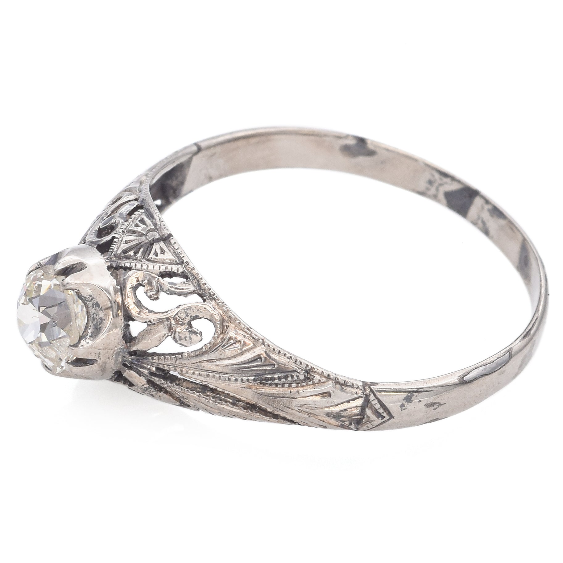 Antique Art Deco White Gold 0.46 Ct Diamond Band Ring