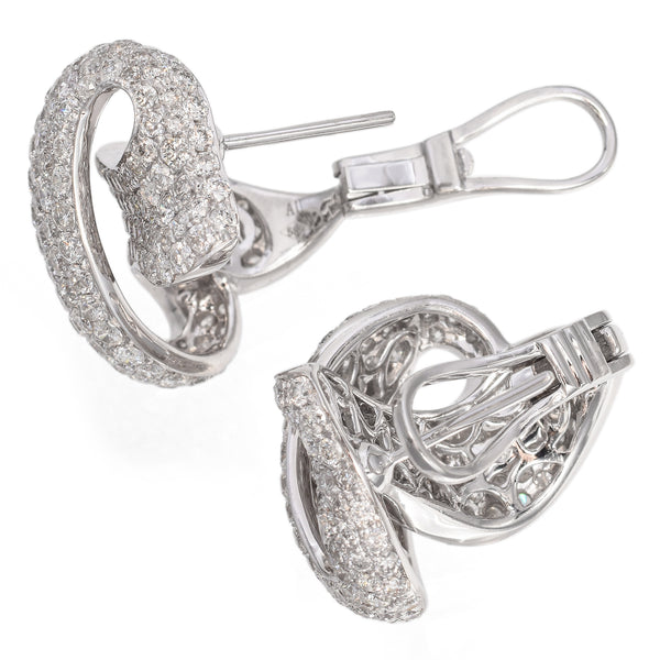 14K White Gold X Pavé 5.875 TCW Diamond Omega Back Earrings