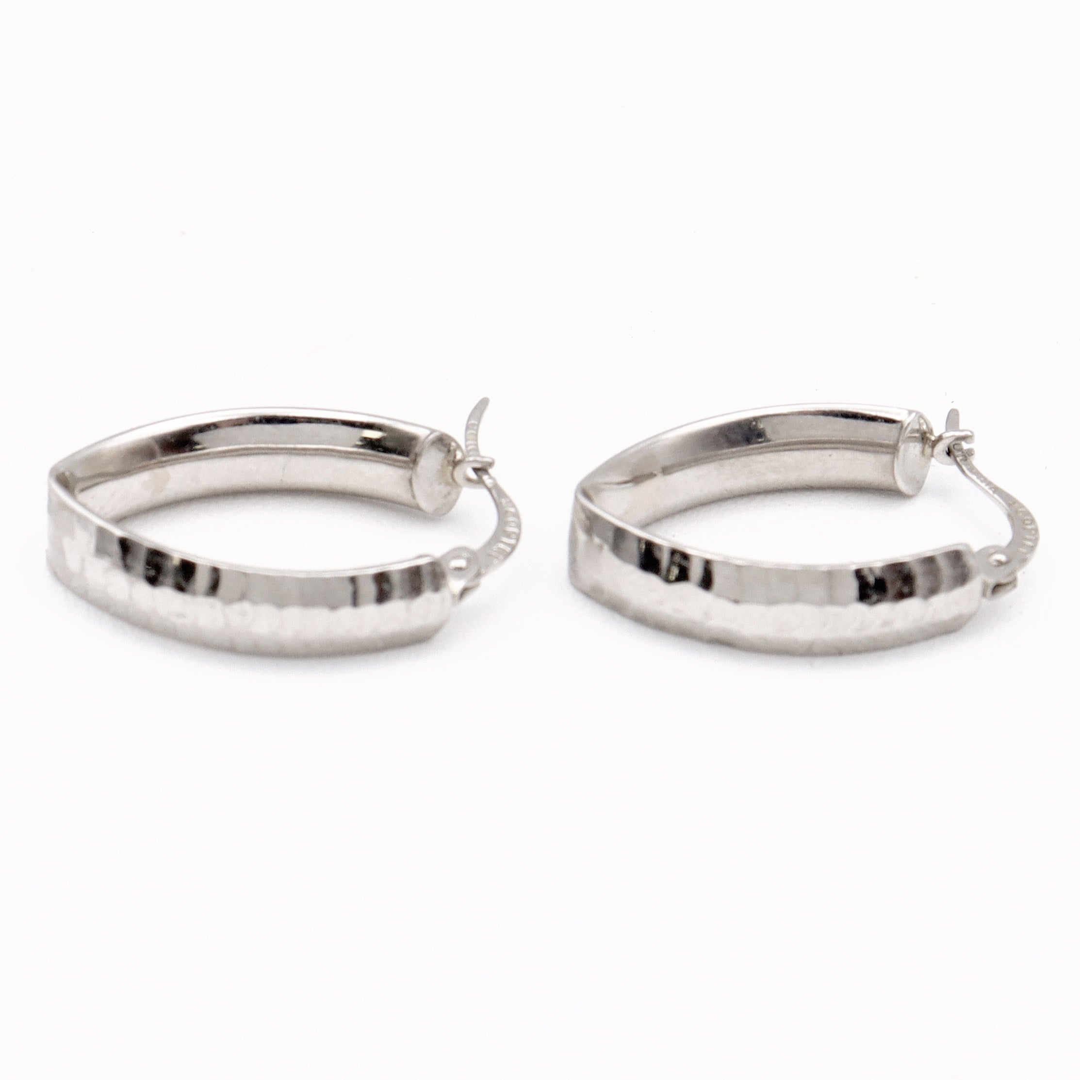 Estate950 Platinum Hammered Semi-Huggie Latch Back Earrings