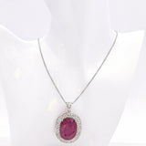 Estate White Gold 30.79 Ct. Ruby & 2.89 TCW Diamond Pendant Necklace