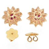 14K Yellow Gold 1.78 TCW Cabochon Ruby & Diamond Halo Stud Earrings