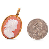 Antique 18K Yellow Gold Arethusa Carnelian Cameo Pendant