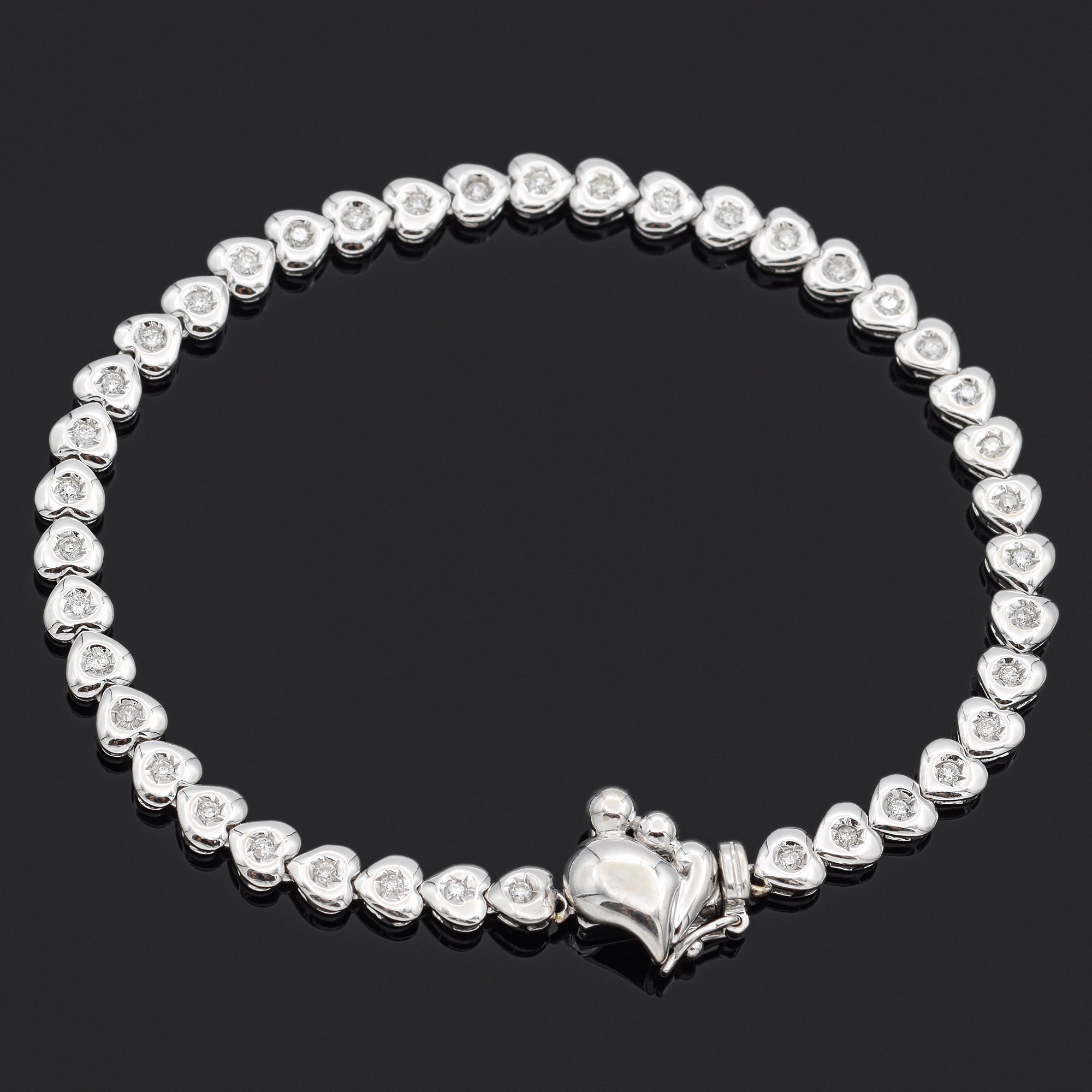 Estate 14K White Gold 0.60 TCW Diamond Mother and Child Tennis Bracelet