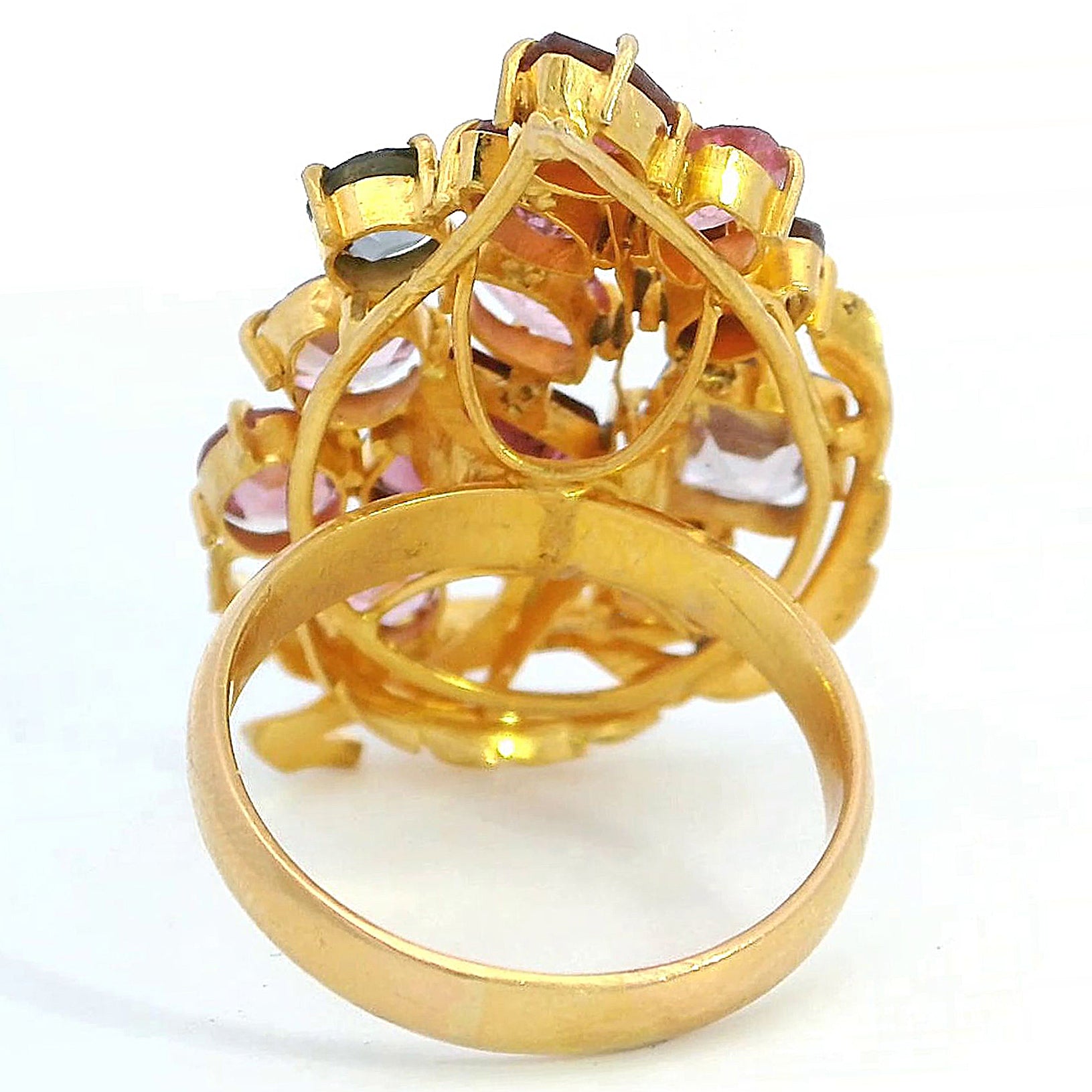 Estate 20K Yellow Gold Multi-Color Spinel Ring, Size 5.75