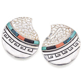 Alvin & Lula Begay Navajo Sterling Silver Turquoise, Onyx, Red Coral Earrings