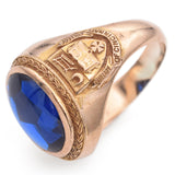 10K Yellow Gold Lab Blue Spinel Cincinnati College Class of 1963 Ring