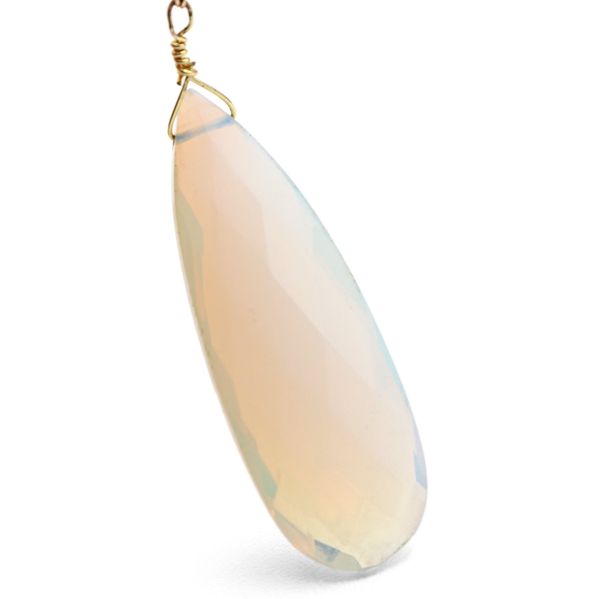 14K Yellow Gold Opalite Pendant Necklace, 7g, 18 Inches