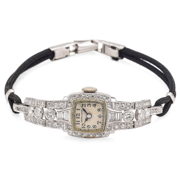 Vintage Art Deco Hamilton Platinum 1.66 TCW Diamond Women's Watch