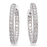 14K White Gold 0.30 TCW Diamond Inside Out Hoop Earrings