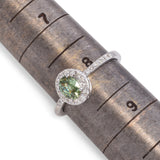 Iliana 18K White Gold 0.68 Ct. Green Amethyst and Diamond Halo Ring