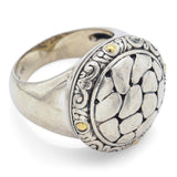 EFFY Sterling Silver & 18K Yellow Gold Crackle Circle Cocktail Ring Size 8