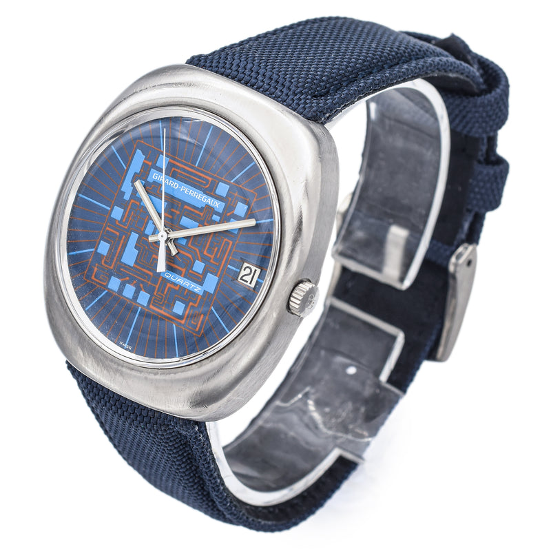Vintage Girard Perregaux Circuit Ref. Ribbon Quartz Date Blue Rarities 944 – Dial Watch Men\'s