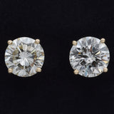 GIA Certified 1.57TCW Round Brilliant Diamond 14K Yellow Gold Stud Earrings L I1