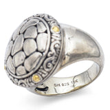 EFFY Sterling Silver & 18K Yellow Gold Crackle Circle Cocktail Ring Size 8