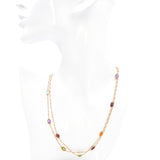 14K Yellow Gold Multi Stone Necklace 36 Inches