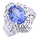 Estate 18K White Gold 2.8Ct Tanzanite & 0.72 TCW Diamond Cocktail Ring Size 4.75