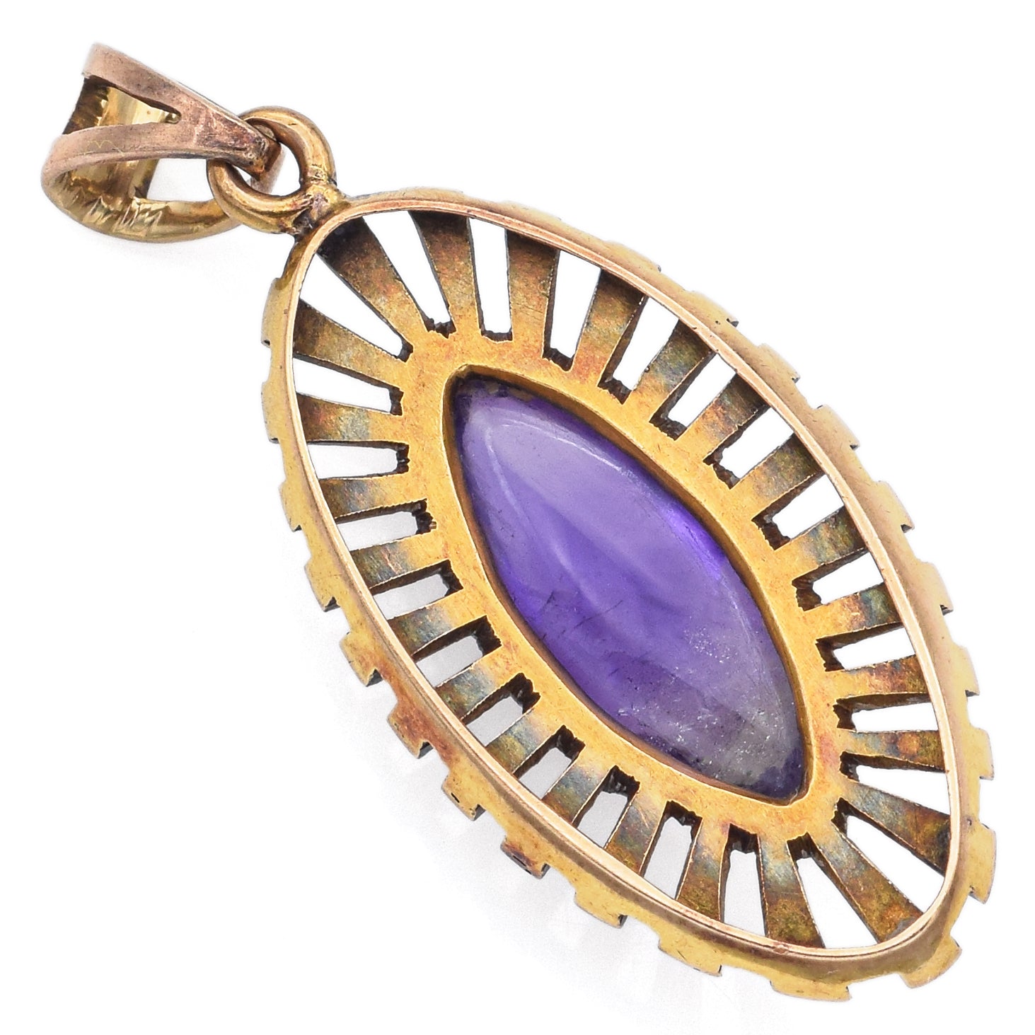 Vintage 14K Yellow Gold 7.14 Ct Amethyst Marquise Pendant