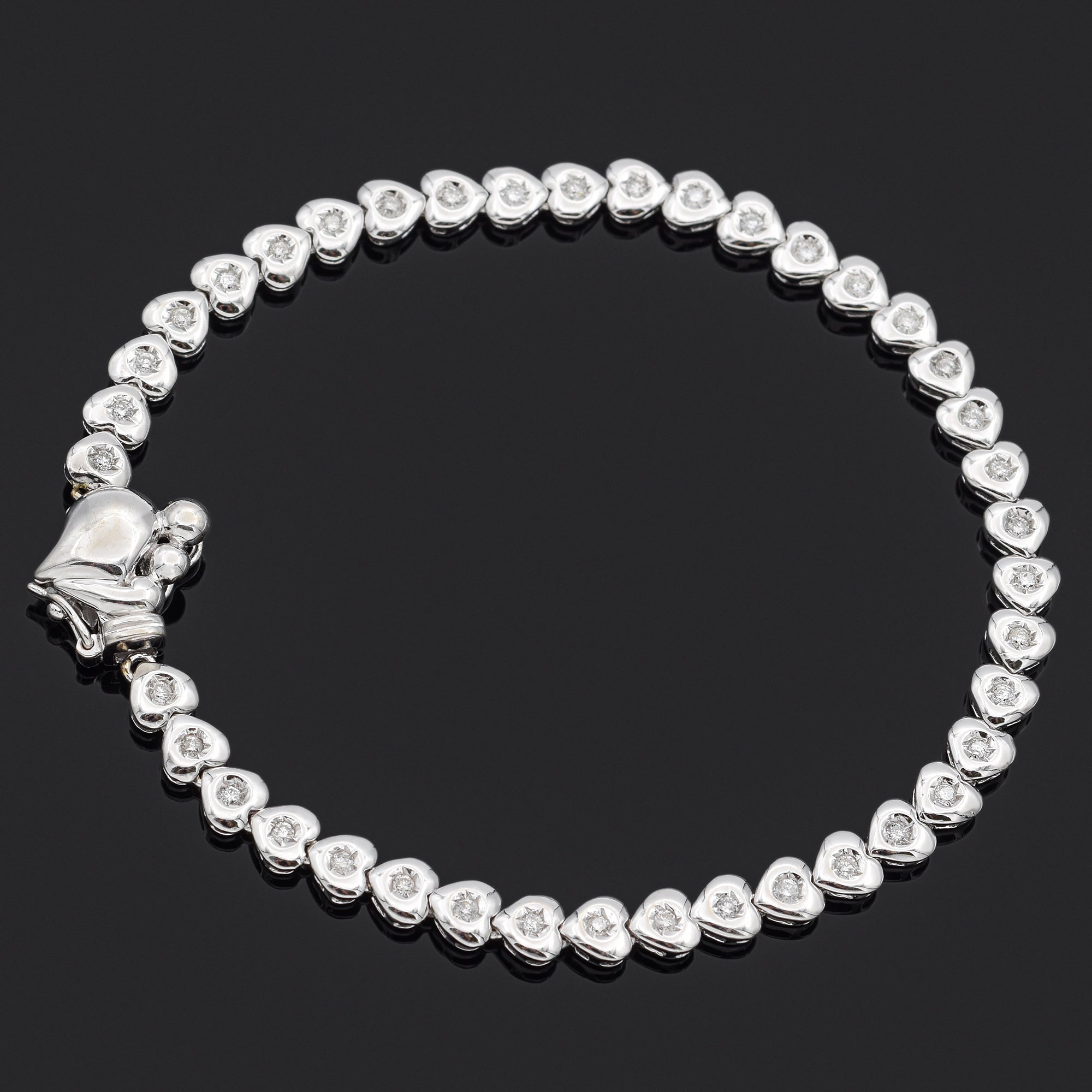 Estate 14K White Gold 0.60 TCW Diamond Mother and Child Tennis Bracelet