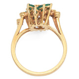 Vintage 18K Yellow Gold Emerald and Diamond Cocktail Ring