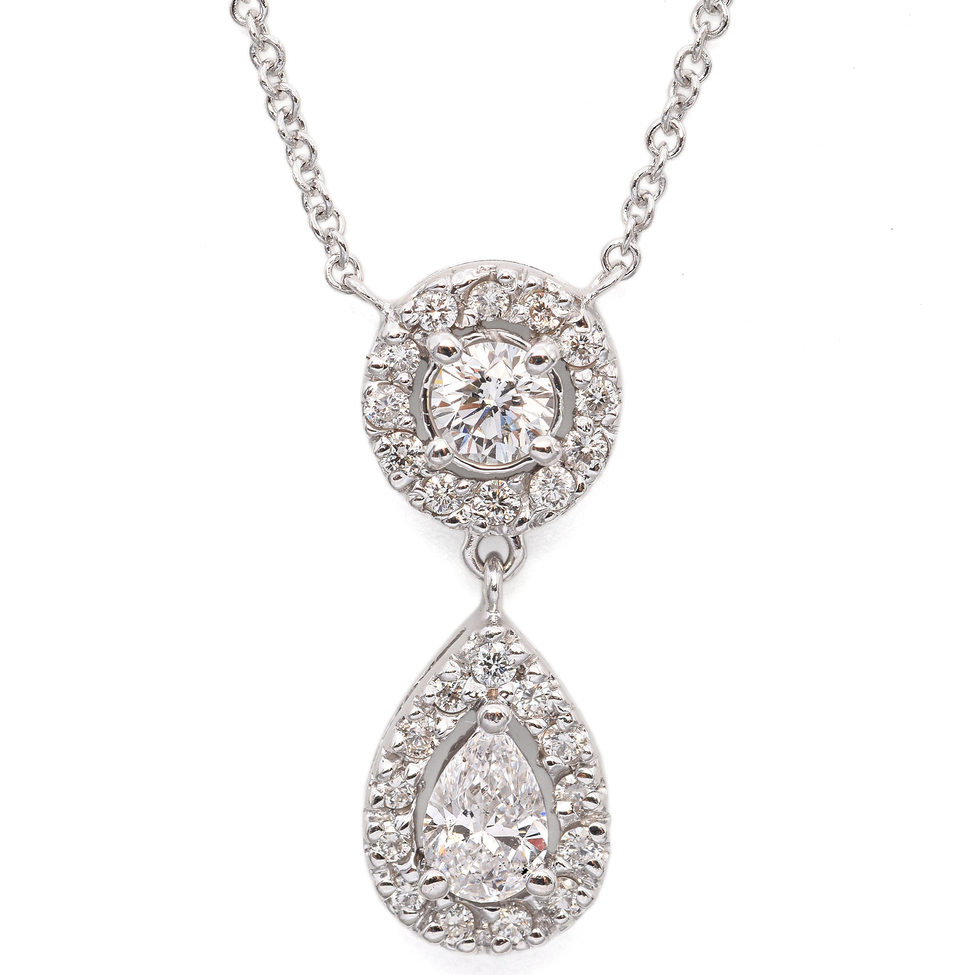 14K White Gold 1.05 TCW Diamond Pendant Necklace