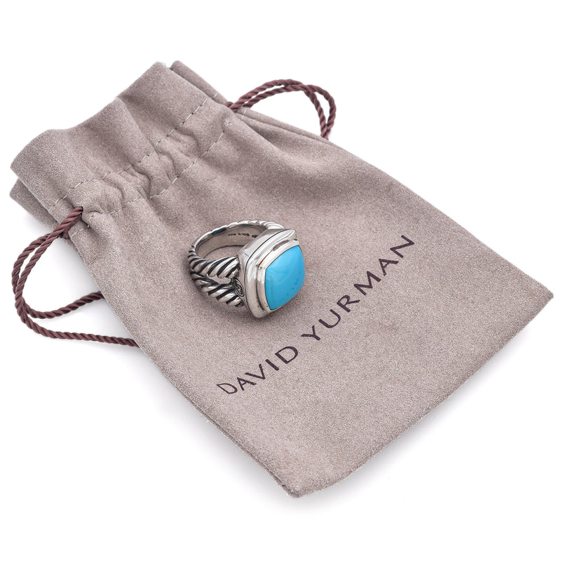 David Yurman Sterling Silver Albion Turquoise Cable Ring