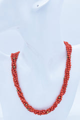 Vintage Gold Filled Red Coral Beaded Multi-Strand Necklace 19 Inches