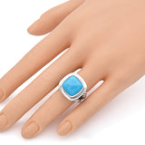 David Yurman Sterling Silver Albion Turquoise Cable Ring