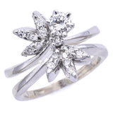 Vintage Mid Century 14K White Gold Diamond Floral Band Ring Set Size 4.5