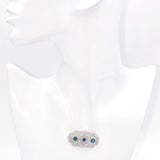 Antique Art Deco 14K White Gold & Platinum Sapphire & Blue Topaz Brooch Pin