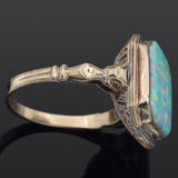 Antique Mounting with New Lab Opal 10K Yellow Gold Cocktail Ring Size 6.25