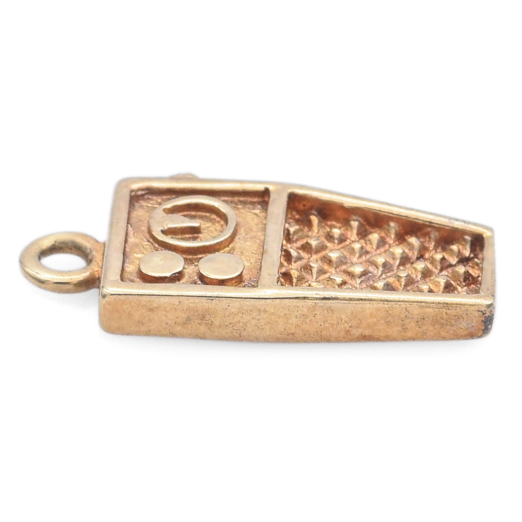 Vintage 8K Yellow Gold Intercom Charm Pendant