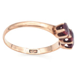 Antique 14K Yellow Gold Garnet Three-Stone Band Ring Size 5.75